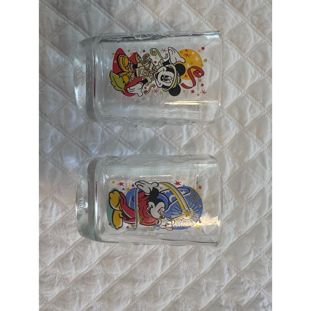 McDonald’s Walt Disney World 2000 Mickey Mouse Glass Mugs Set of 2 Vintage